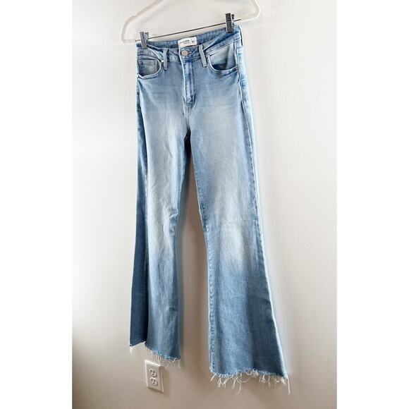 Just Black Mid Rise Straight Bootcut Raw Hem Jeans Light Wash Blue 27 / 4 - Picture 9 of 12